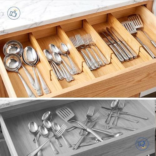 4 Pack 2.36" Bamboo Drawer Dividers, 17-22" Expandable Kitchen Organizers - Image 3