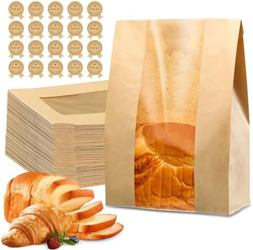 25 Pcs Bread Bags for Homemade Bread 50% Thicker With Window Sourdough Bags by AZLTC