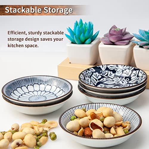 Eisinly 6 Pack Dipping Bowls,3 OZ Small Ceramic Soy Sauce Dish,Vintage Blue - Image 5