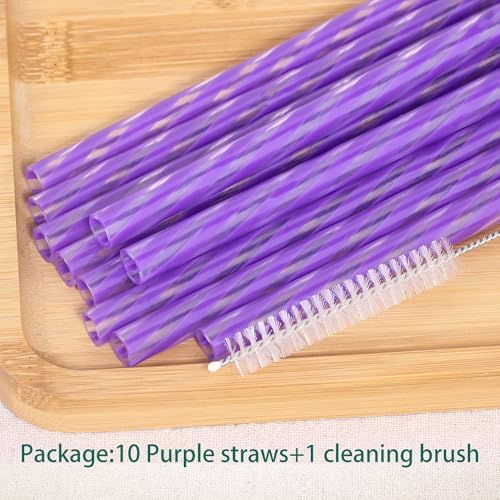 Dakoufish Replacement Straws for StanleylOwalalHydro Jug 40oz 30oz Tumbler,10 Pack 12 Inch Purple Reusable Straws With Cleaning Brush For Stanley Simple Modern Cup,Dishwasher Safe. - Image 6