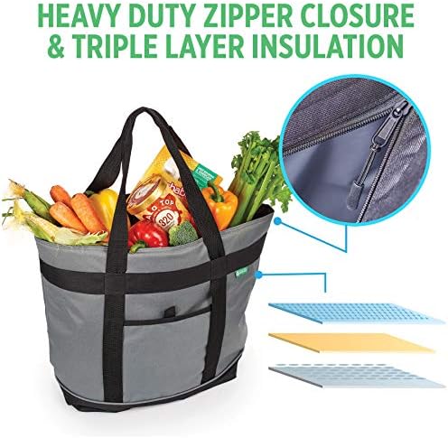 Jumbo Insulated Cooler Bag (Gray) with HD Thermal Insulation - Premium, Collapsible Soft Cooler Makes a Perfect Insulated Grocery Bag, Food Delivery Bag, Travel Insulated Bag, or Beach Cooler Bags - Image 4