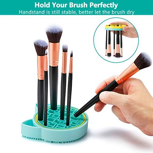 TailaiMei 2 in 1 Makeup Brush Cleaning Mat With Drying Holder, Silicon Cat Shaped Cleaner Pad, Cosmetic Organizer Rack, Portable Washing Tool for Makeup (Green) - Image 5