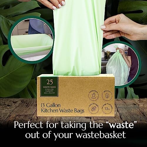 Cleanomic Compostable* Waste Bags with Drawstring (13 Gallon, 25 Units, Tall), BPI Certified For Kitchen Compost - Image 7