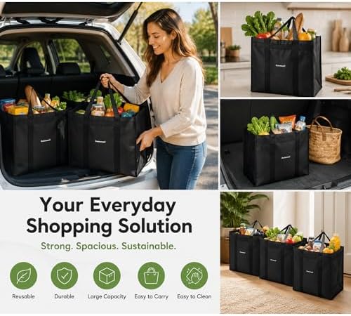 Homemell Heavy Duty Reusable Grocery Bags, Large Shopping Tote Bag, 6 Pack - Image 2
