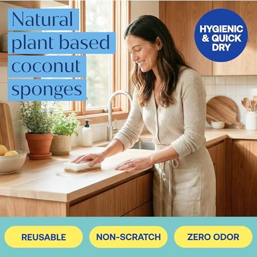 Fab Tab Coconut Cellulose Sponges - Non-Scratch Kitchen Cleaning, 12 Pack - Image 2