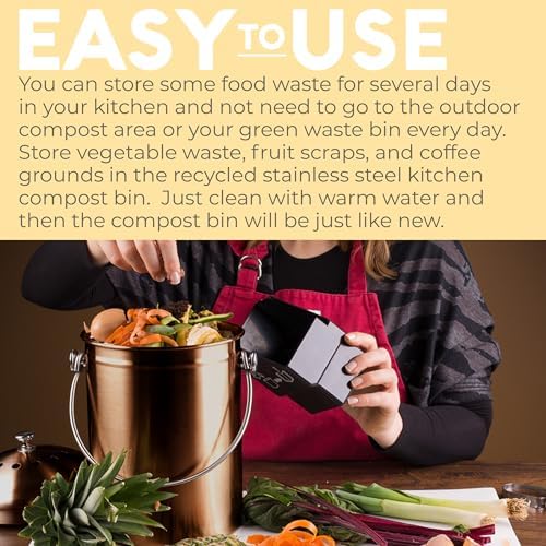Epica Kitchen Compost Bin for Kicthen Countertops, 1.3 Galllon - Copper - Image 5