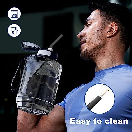 WALFOS Extra Long Reusable Silicone Straws 14.5 inch, Big Sizes Flexible Bendy Straws for 1/Half Gallon Large Water Bottles, 128 75 64 40 OZ Tumbler with Cleaning Brush (6-Pack) - Image 4