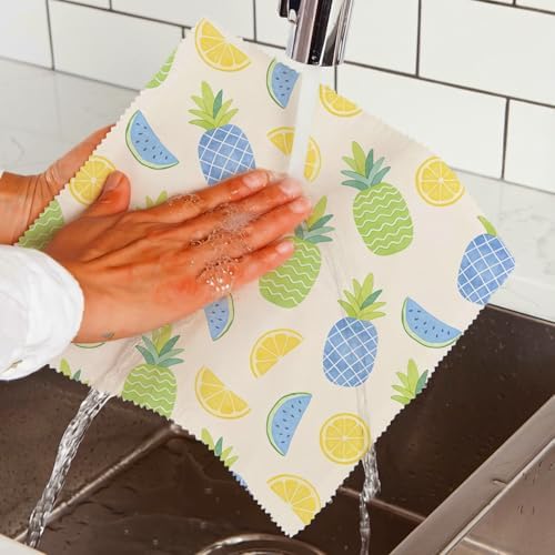 Reusable Beeswax Wraps, Strawberry Lemon Pineapple Wraps, 9 Pack Sandwich, Bowl, Bread, Eco-Friendly, Organic, Sustainable, Zero Waste, Plastic-Free, 1XL, 3M, 5S - Image 6