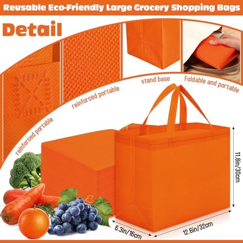 Windyun Reusable Grocery Bags Non Woven with Handles - Image 3