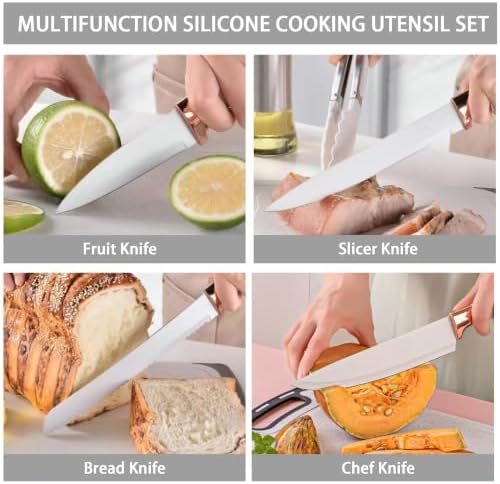 19-Piece Kitchen Utensil and Knife Set, Black (White) - Image 5