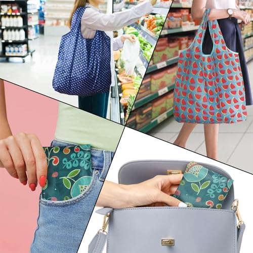 Tote Bag, 4 Pack 50Lbs Reusable Grocery Bags Gift For Women, Bulk Foldable Shopping Totes With Handles, Stylish Large Boho Tote Bags, Portable Market Cloth Storage Bags, Lightweight Heavy Duty - Image 2