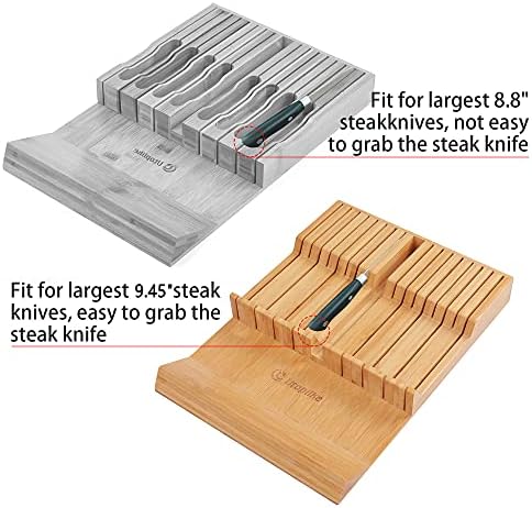 Utoplike In-drawer Knife Block Bamboo Kitchen Knives Drawer Organizer Large - Image 5
