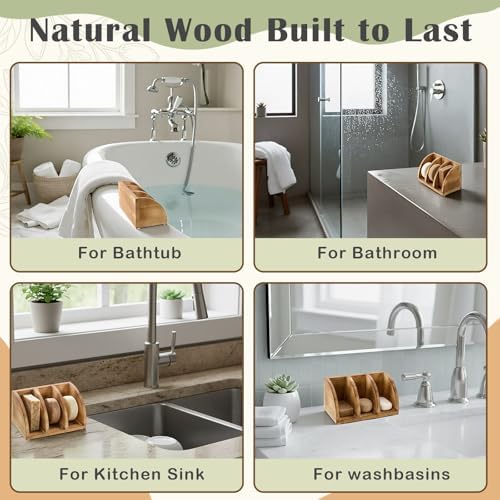 Shampoo Bar Holder Multi Bar Soap Dish, Wooden, 6.3 x 3.3 x 3.1 Inch - Image 5