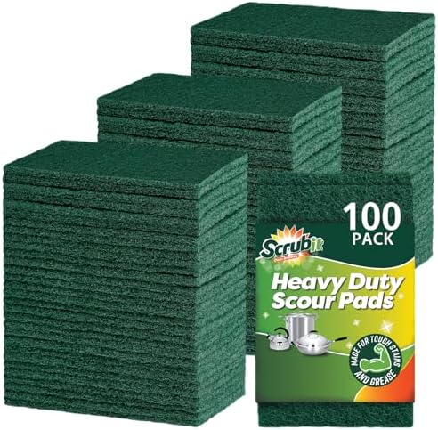 SCRUBIT Scouring Pads - Heavy Duty Scrub Pads for Cleaning Dishes - Non-Scratch - Reusable - Green (100, Green) by SCRUBIT