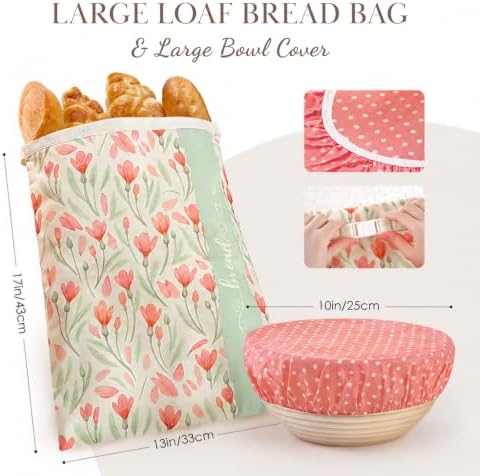 Beeswax Bread Bag and Bowl Cover Set, Reusable Beeswax Bread Bag for Sourdough and Homemade Bread, Natural Lined Cotton Bowl Cover for Dough Proofing, Perfect for Baking and Storage - Image 2
