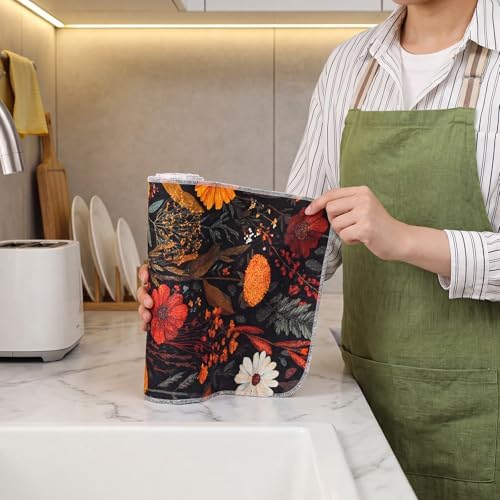 36 Pack Reusable Kitchen Cloths Cotton Towels, Fall Wildflower - Image 5