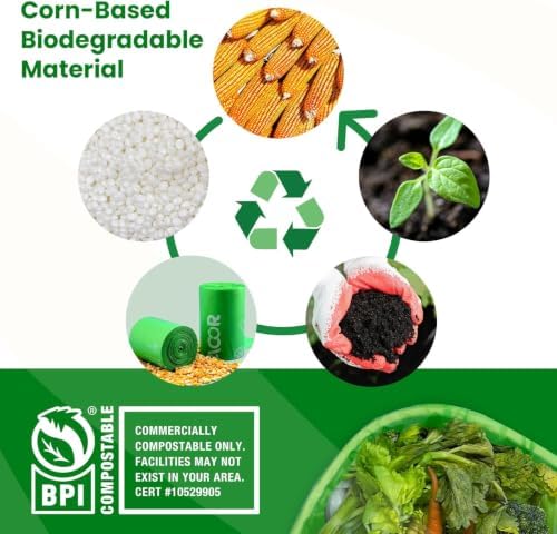 Compost Bags, 3 Gallon Compostable Food Scrap Bags Handle Tie,200 Count (Pack of 2),Certified by BPI and ASTM D6400 - Image 7