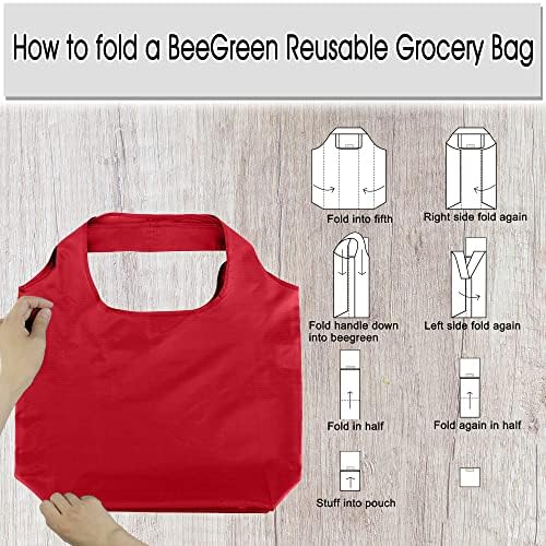 BeeGreen Christmas Red Reusable Grocery Bags Shopping Bags Bulk 10 Packs 50LBS X-Large Foldable-Machine Washable-Heavy Duty - Image 4