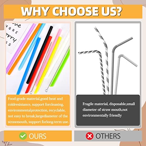 10Pcs Disposable Plastic Drinking Smoothie Straws,with 2 Brushe 10 Colors BPA FREE Food-Grade Jumbo Straws for Smoothies,Bubble Tea Milkshake - Image 4