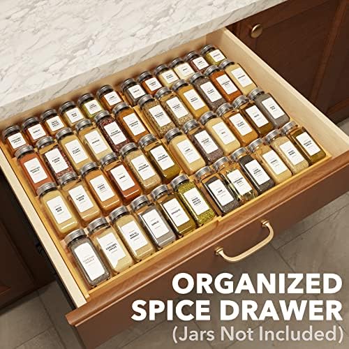 SpaceAid Bamboo Spice Drawer Organizer, (Need 3" Deep Drawer) Expandable 4 Tier Spices Rack for Cabinet, Kitchen Seasoning Storage Insert (Jars Not Included, From 12" to 23" Wide) - Image 2