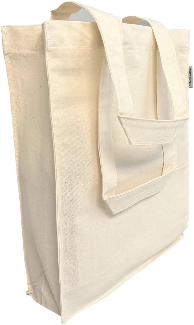 12 Ct Small Cotton Tote Bags with Full Gusset – Reusable Canvas Carry Bags