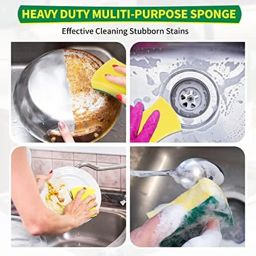 Sponges Kitchen, Heavy Duty Dish Sponge 24 Pack, Scrub Cleaning Sponge for Dishes, Non-Coated Cookware, Sink & Countertops, Multipurpose Cleaning Supplies for Home, Kitchen & Bathroom - Image 3