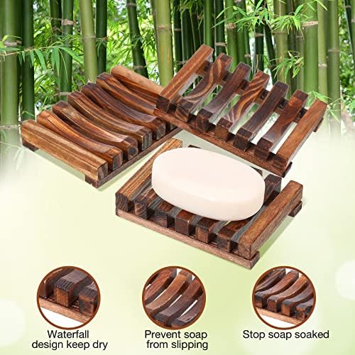 Skylety 50 Pieces Wooden Shower Soap Dish Bulk Soap Holder, Brown Color - Image 6