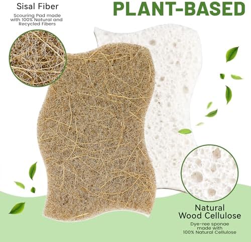 12 Pack Natural Cellulose Non-Scratch Kitchen Scrub Sponges for Dish - Image 2
