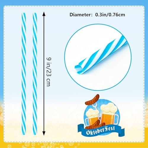 JANYUN 30 Pcs Reusable Blue and White Straws with Cleaning Brush - Image 2