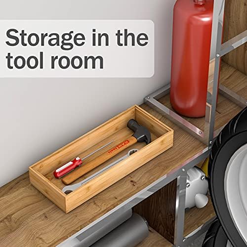 Utensil Organizer Silverware Drawer Organizer-Stackable Bamboo Flatware Caddy Cutlery Holder, Wooden Storage Boxes Tray for Bedroom,Office, Bathroom, Vanity & Garage Tool Organization(15"6"2.5") - Image 4
