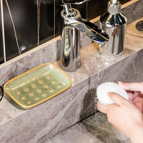 Soap Dish for Shower, Ceramic Soap Dish for Large Soap Bars, Non-Slip Soap Holder & Saver Tray with Floating Point Design for Bathroom, Shower, Kitchen Sink, Save Soap Loss (Pack of 2) - Image 5