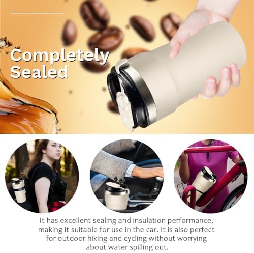 SPLMIFA Travel Coffee Mugs Leak-Proof, Reusable Coffee Cups with Lids, Stainless Steel Vacuum Insulated Coffee Tumblers, Thermal Insulation Cups for Men and Women Hot & Cold Drinks(4th-White, 16OZ) - Image 5