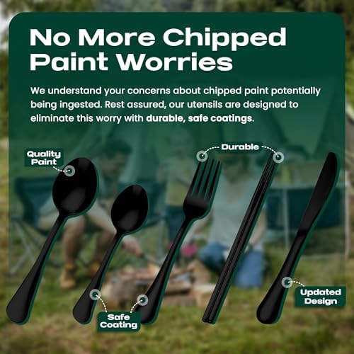 Taplord Portable Travel Silverware Set With Case, Includes 5 Pcs of Travel Utensils With Case, Stainless Steel Flatware Set For Camping, Easy to Travel, Lightweight (Black), Medium, TL-05B - Image 4
