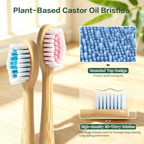 Sonic Electric Bamboo Toothbrush 2 Bamboo Heads with Castor Oil Bristles - Image 4