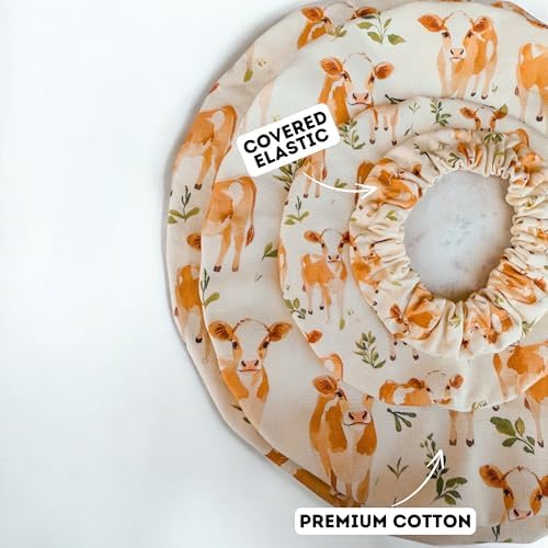 (4-Pack) Sourdough Reuseable Jar & Bowl Covers | Cute Baking Gift | 100% Cotton | Washable | Bread Proofing | Kitchen Food Storage Gifting | Starter Cover Lid Kit (Jersey Cow) - Image 5