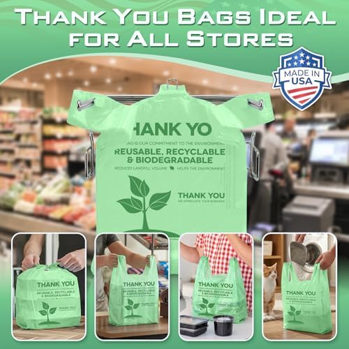 Fuxury 5000 (5K) Count Green Plastic Thank You Shopping T-shirt Bags - Image 2