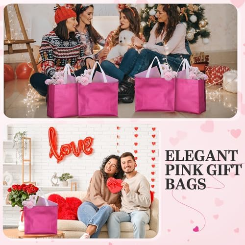 Eccliy 80 Pcs Reusable Gift Bags, Large, Hot Pink - Image 6