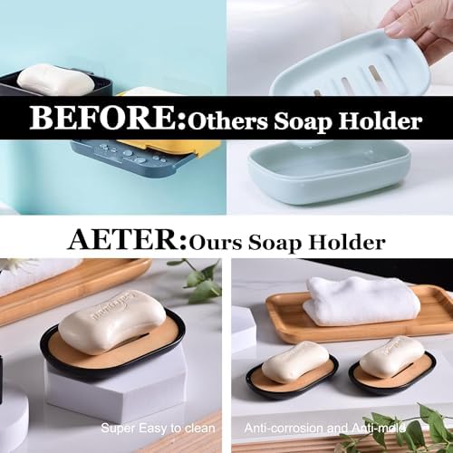 Soap Dish for Shower, Set of 2 Bamboo Soap Saver for Bathroom, Self Draining Bar Soap Holder for Bathroom,Soap Stand Soaps for Homemade Soaps Saver - Image 4