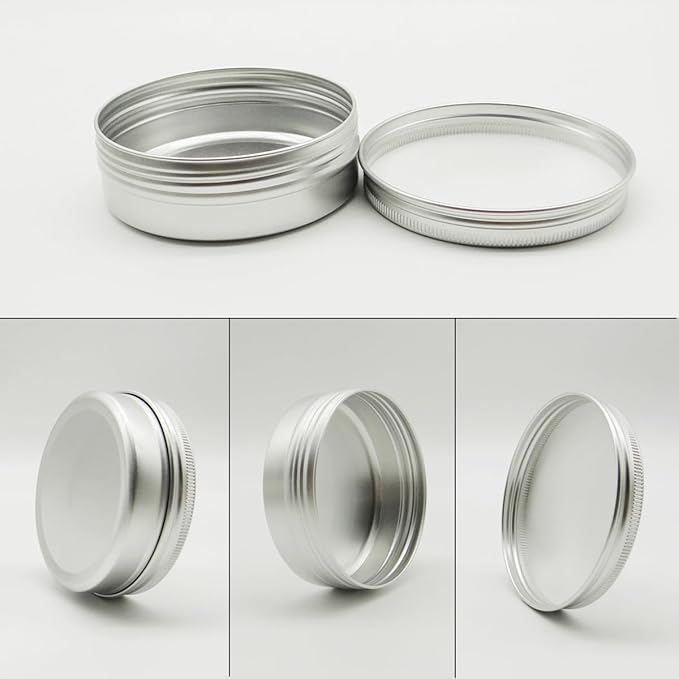 5pack Aluminum Tin Metal Jars with Screw Cap Lids, 30ml Empty Makeup Lip Balm Containers Round Travel Cosmetics Pots Cans for DIY Cream Candle Powder Tea Beads (5/15/30/60/100ml, mixed size)