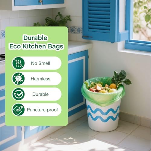 Small Trash Bags 4 Gallon: 120 Count Small Garbage bags, Compost Waste Bag Strong Trash Can Liners Unscented for Bathroom Kitchen Bedroom Office Green - Image 5