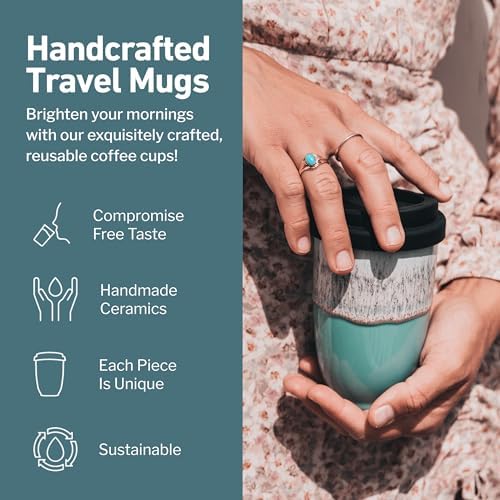 NOVA CERAMICS Travel Mug - Travel Coffee Mug – Reusable Coffee Cup Unique To Go Mug – Microwave & Dishwasher Safe Coffee Tumbler - Gifts For Women Men Him Her – 12oz - Nebula - Image 2