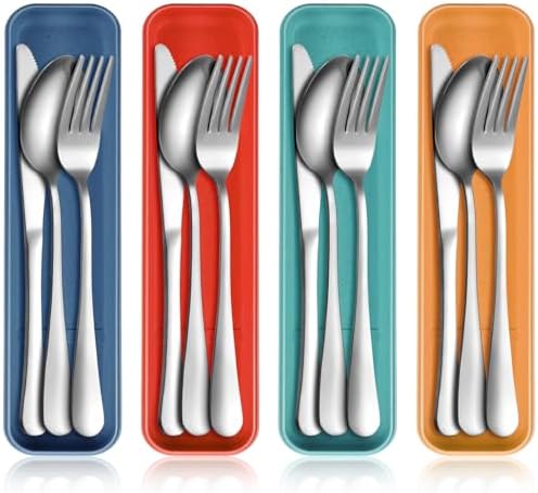 Yinkin 4 Pack Travel Silverware Set with Case for Lunch,Red by Yinkin