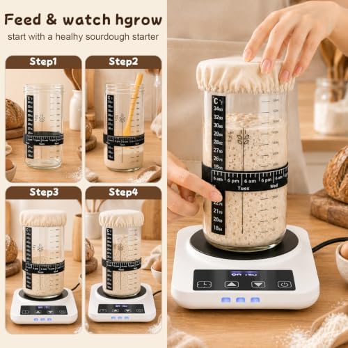 Sourdough Starter Kit with Warmer,Jar,Scale,Gift for Bakers Beiginner Women - Image 3