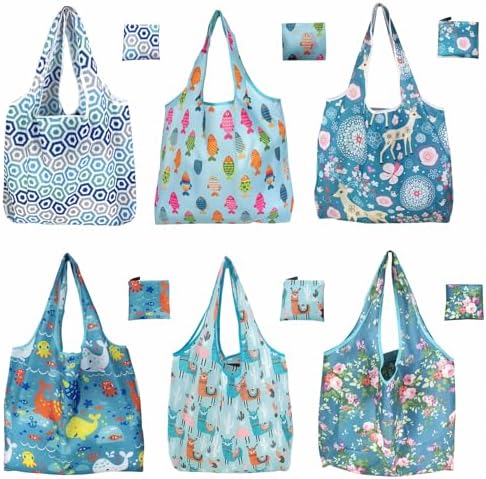 Foldable Reusable Shopping Bags,6 Pack Heavy Duty Tote for Grocery by Unknown