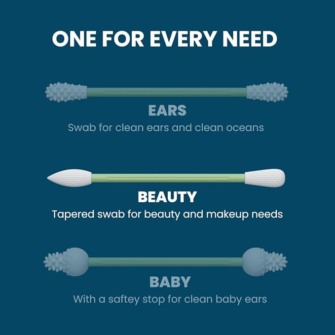 LastSwab® Reusable Cotton Swabs for Gentle and Eco-Friendly Beauty Routines - The Sustainable Alternative to Single-Use Q Tips - Zero Waste & Easy to Clean - Comes with a Convenient Travel Case Holder