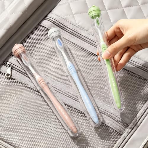 MOPMS Toothbrush Travel Case 3PK, Leak-proof Clear Holder by MOPMS
