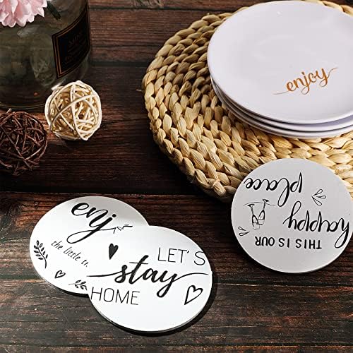 Queekay House Warming Gifts New Home Farmhouse Coasters Set of 6, White - Image 4