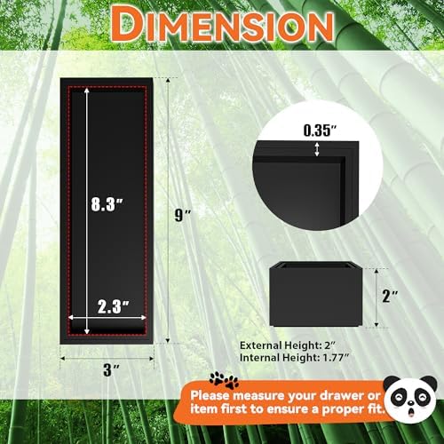 Lixple Bamboo Kitchen Drawer Organizer, 2 Pack, 9" x 3" x 2", Black - Image 2