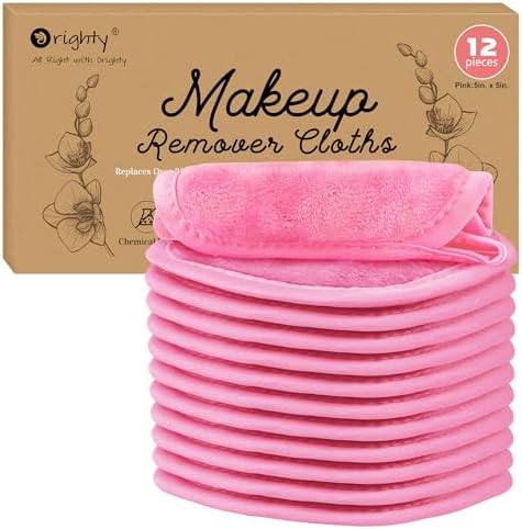 Orighty Makeup Remover Cloths, 12 Pack Makeup Eraser Cloth, 5x5 Inch Pink by AllRightinOrighty