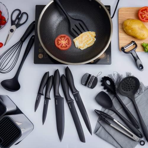 RAXCO Kitchen Utensils Set,18-Piece Cooking Utensils and Knife Set,Black - Image 6